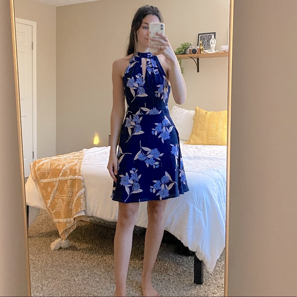 NWOT Floral Halter Neck Dress with Keyhole